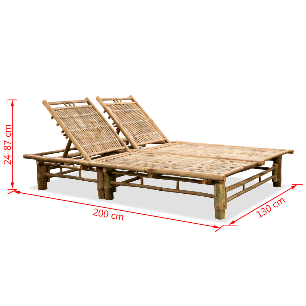 Chaise longue pour 2 personnes en bambou