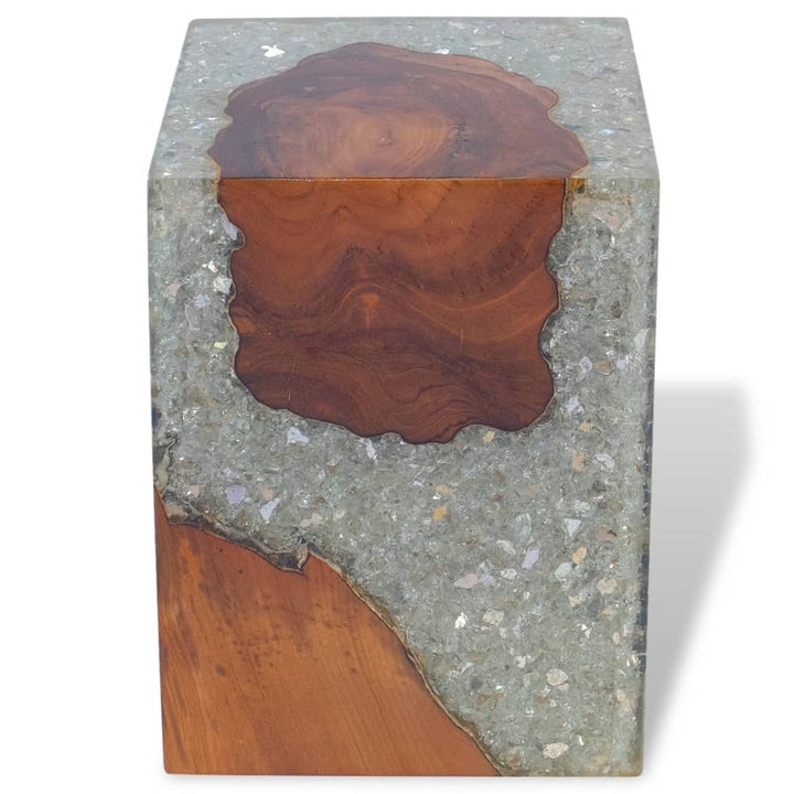 Tabouret en bois de teck massif et résine