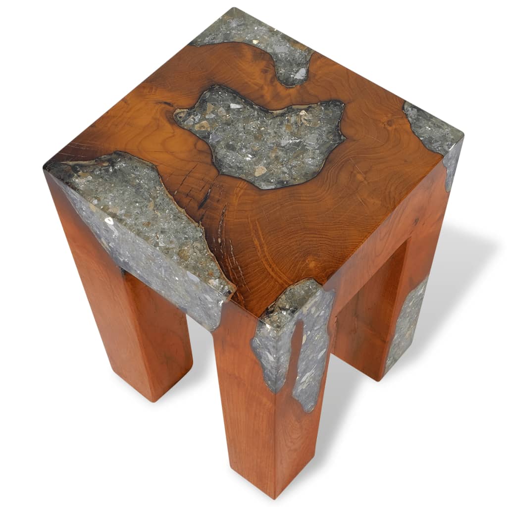 Tabouret en bois de teck massif et résine