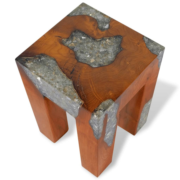 Tabouret en bois de teck massif et résine