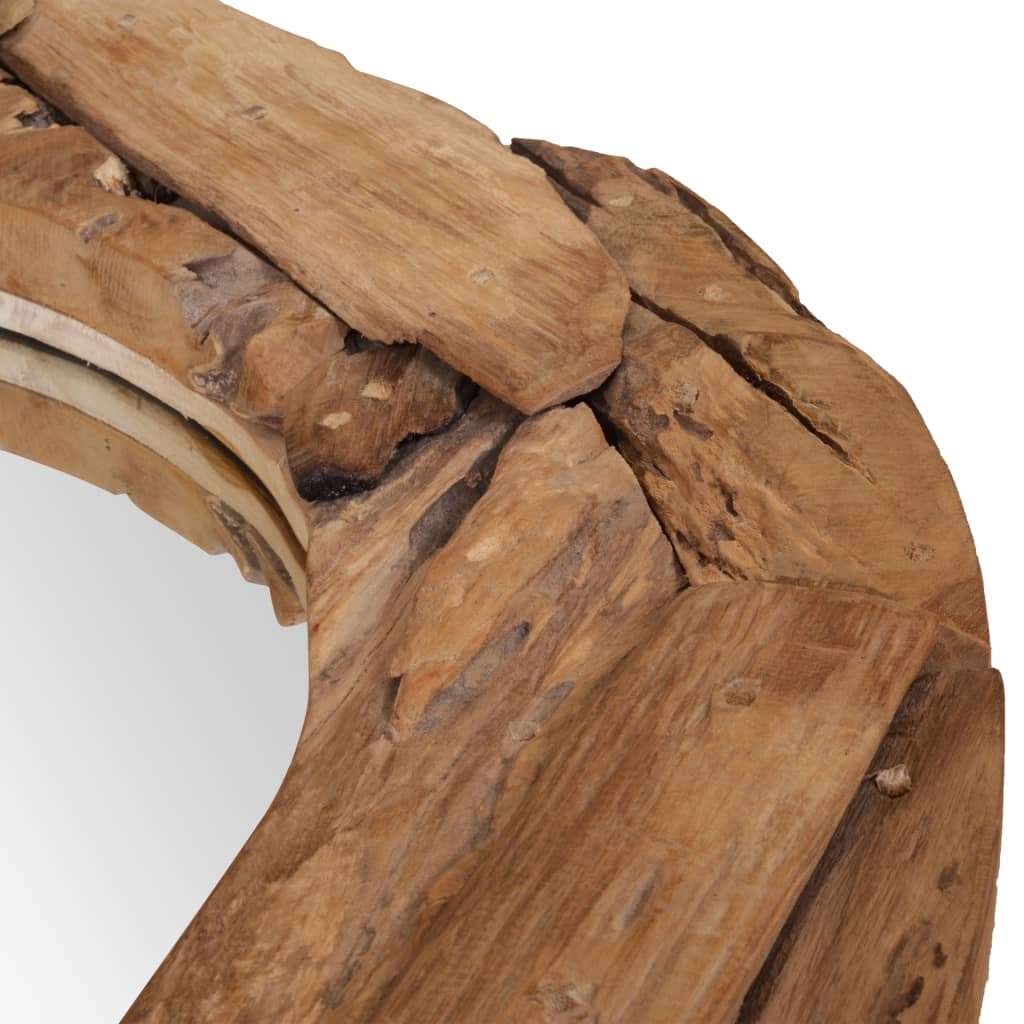 Miroir rond en bois de teck
