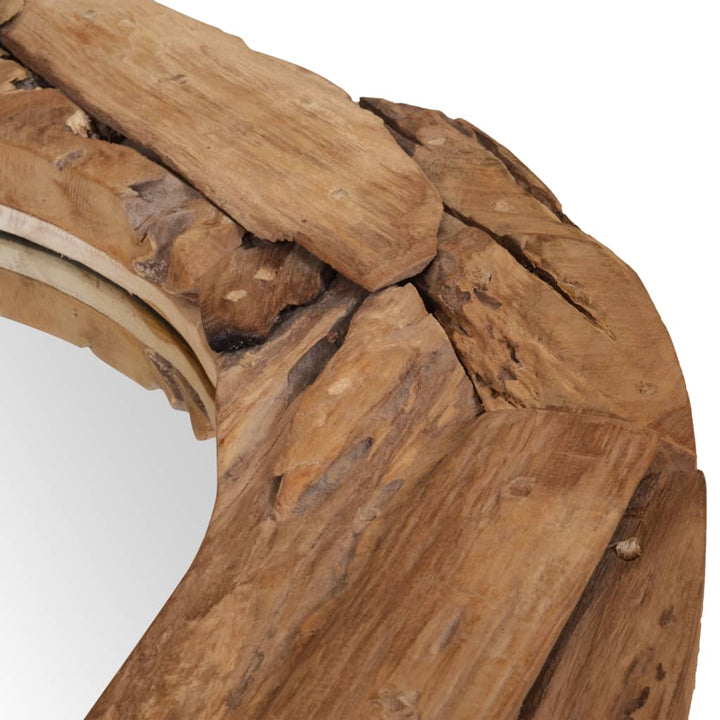 Miroir rond en bois de teck
