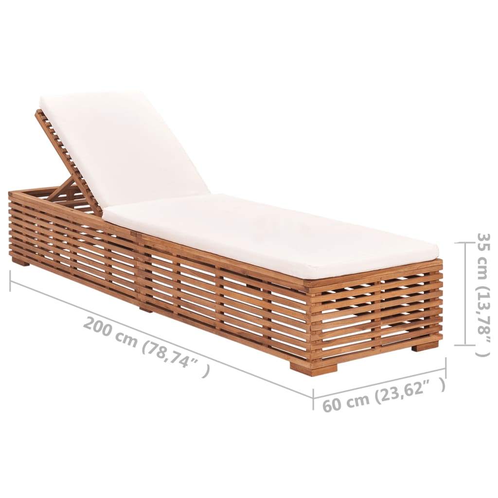 Chaise longue avec coussin en bois de teck