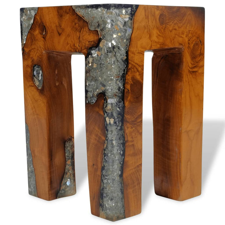 Tabouret en bois de teck massif et résine