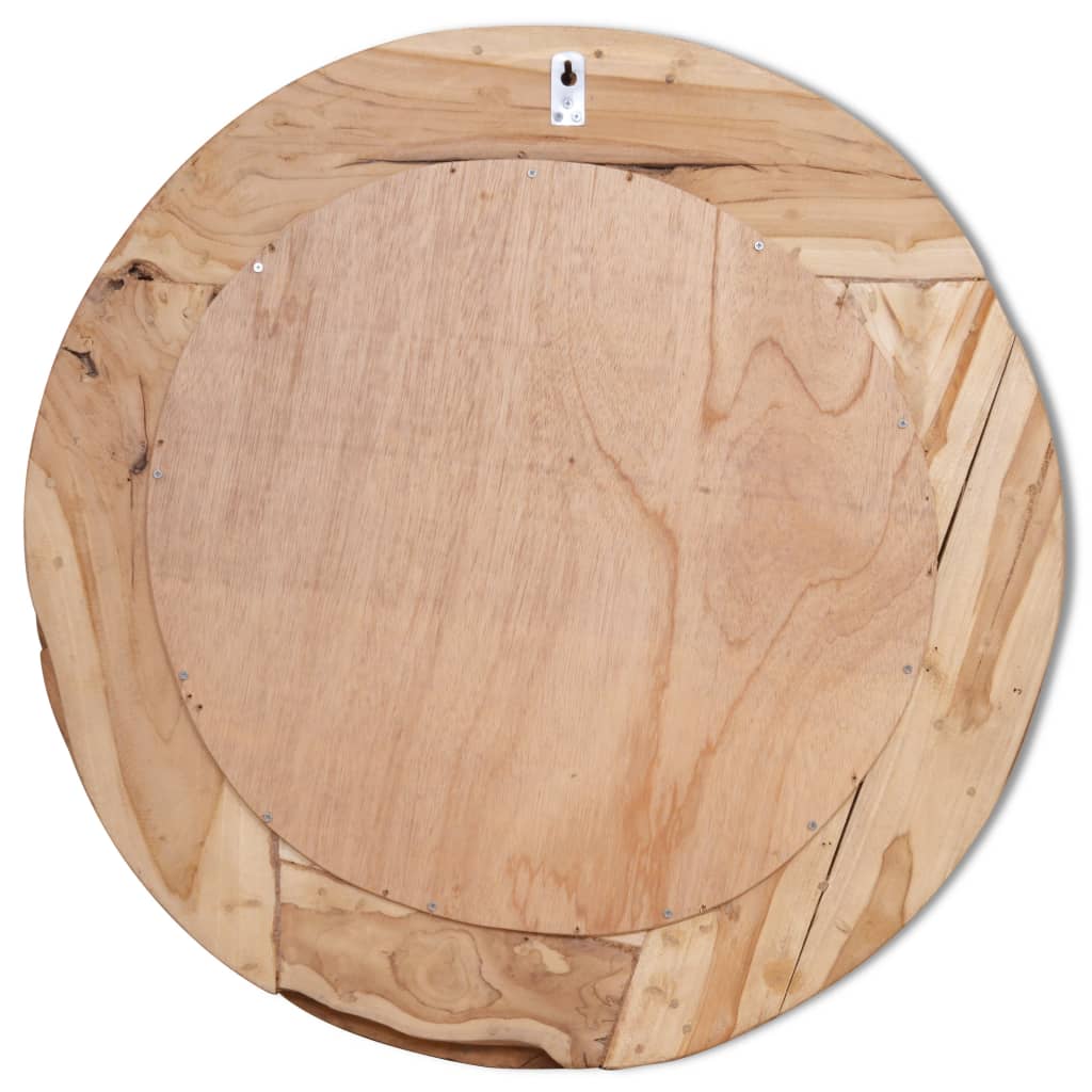 Miroir rond en bois de teck