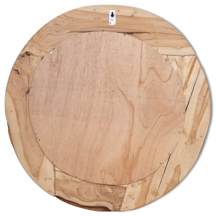 Miroir rond en bois de teck