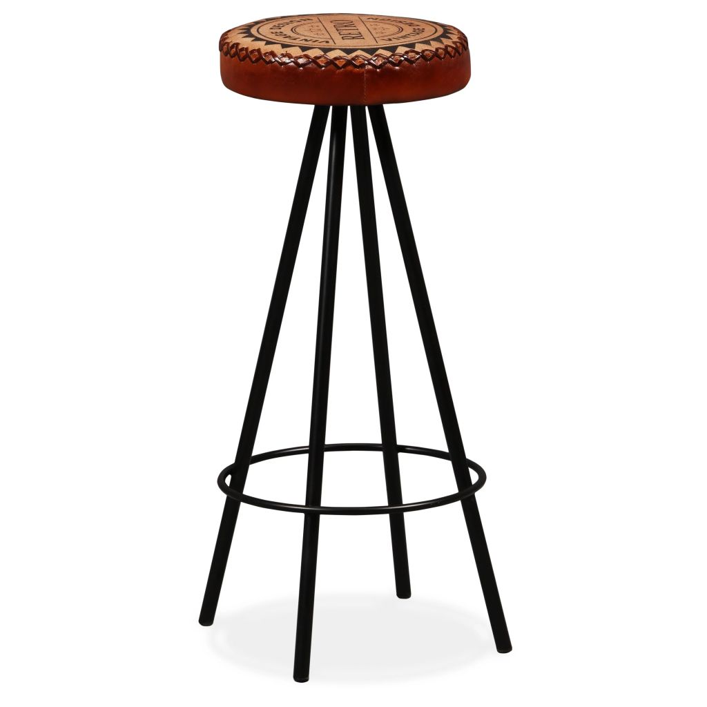 Tabouret en cuir style industriel (2 pcs)