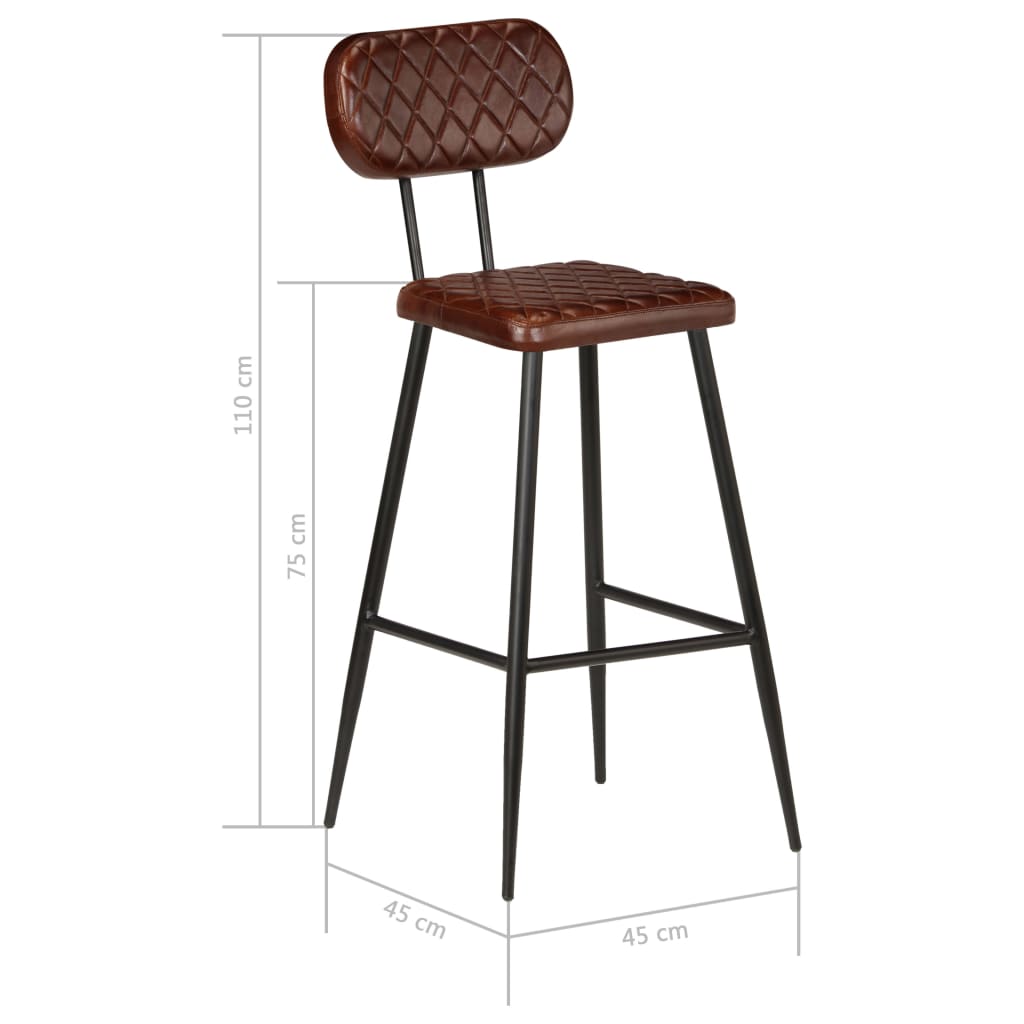 Chaises de bar 2 pcs Marron en cuir