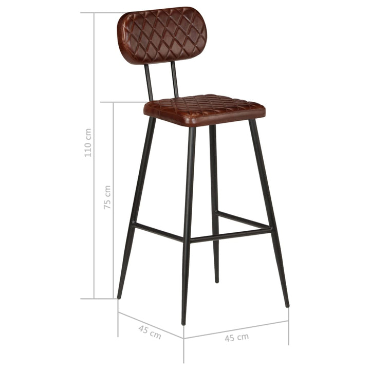 Chaises de bar 2 pcs Marron en cuir