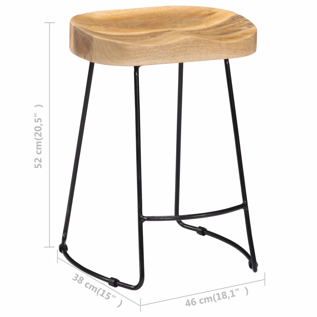 Tabourets en bois de manguier (2 pcs)