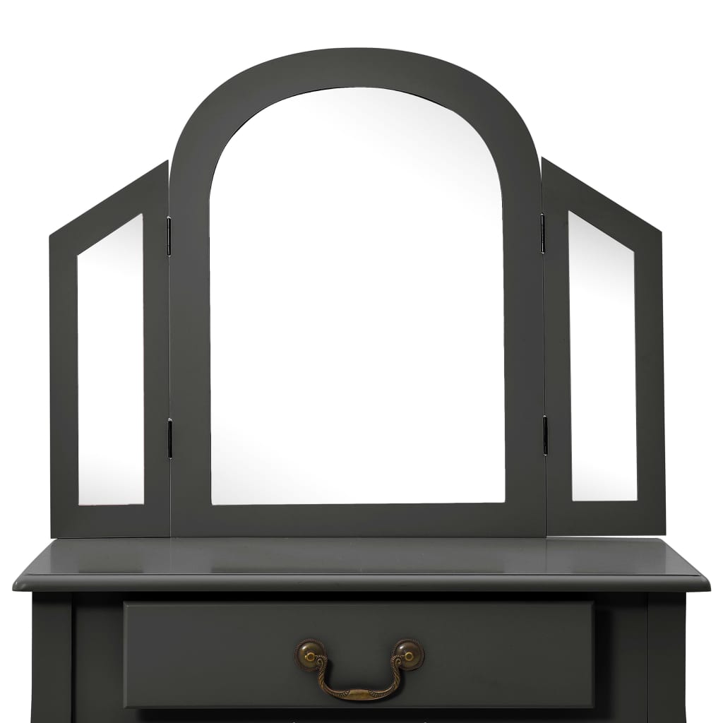 Coiffeuse et tabouret Gris en Bois de paulownia MDF